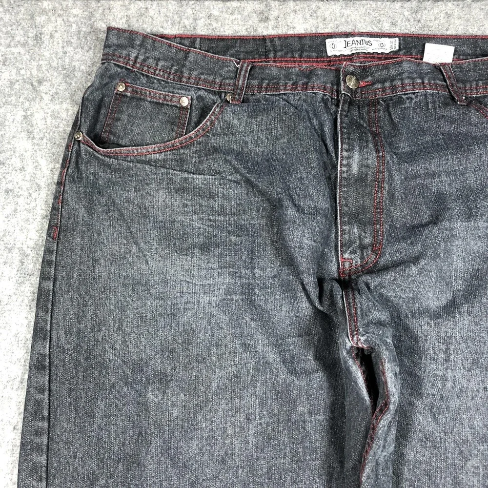 Vintage Akademiks Jeanius Jeans Mens 50x32 Gray Relaxed Wide Leg Denim Big Tall